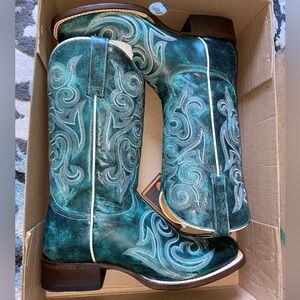 Vintage Roper Women’s Turquoise Leather Cowboy Boots